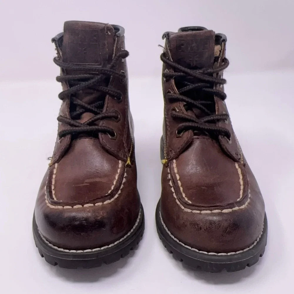 FRYE Dakota Mid Lace Brown Leather Kids Boots‎ Size 9.5 Outdoor School Dress Up